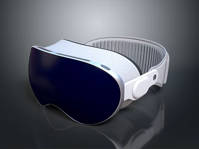 White VR Headset With Comfortable Headband And Dark Tinted Lens Design 3d model