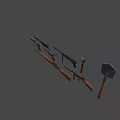 Various Weapons Including Submachine Guns Pistols Rifles And Hammers On Black Background 3d model