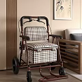 Plaid Upholstered Walker With Seat And Storage Compartment In Living Room