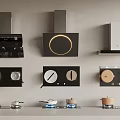 Stylish Kitchen Utensils Collection Including Wall Mounted Range Hoods Pans And Kettles