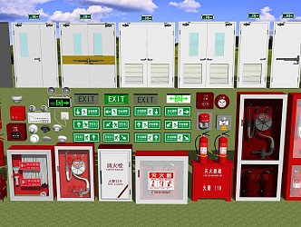 Modern fire fighting equipment Fire equipment Fire extinguisher box Fire hydrant Fire fighting equipment 3d model