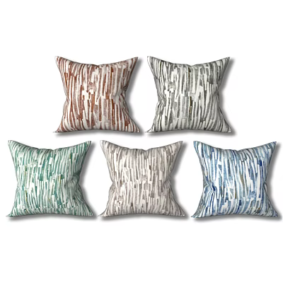 Colorful Decorative Throw Pillows With Abstract Striped Texture In Brown Gray Green Beige Blue 3d model