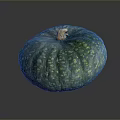 Fresh Green Pumpkin With Yellow Spots On Dark Background For Healthy Food