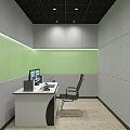 Modern Public Office Space With Circular Conference Table Blue Background Wall News Screen And Lighting