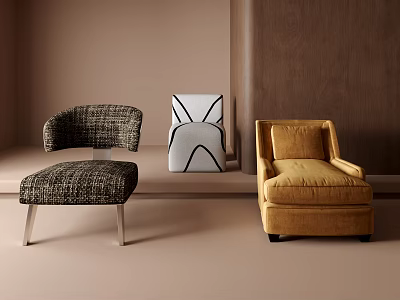Contemporary Single Sofa Designs With Woven And Upholstered Fabric In Neutral Tones 3d model