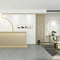 Modern Hotel Lobby Interior With Wooden Reception Desk Circular Decor Green Plants And Seating Area