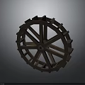 Detailed Wooden Waterwheel With Spokes Design For Traditional Water Transport Vehicles