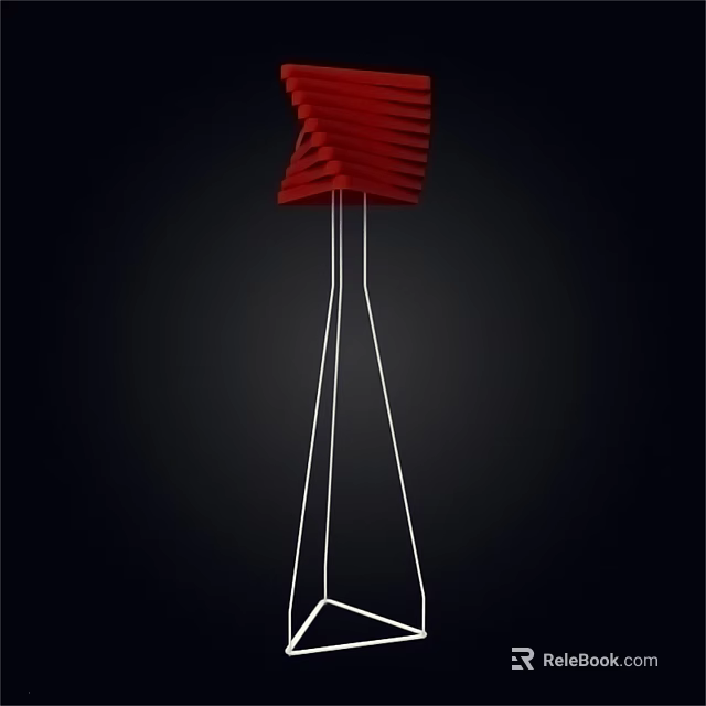 Red Layered Design Floor Lamp With White Stand And Modern Aesthetic 3d model 