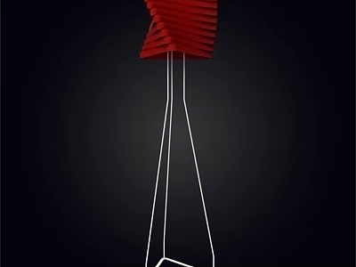 Red Layered Design Floor Lamp With White Stand And Modern Aesthetic 3d model