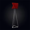 Red Layered Design Floor Lamp With White Stand And Modern Aesthetic
