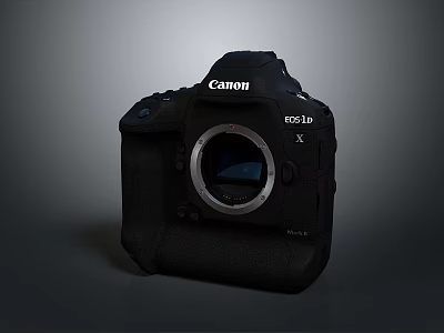 Black Canon EOS 1D X Camera With Clear Brand Logo On Gray Gradient Background 3d model