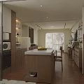 Soft Cream Tone Open Plan Living And Dining Room With Warm Solid Wood Furnishings
