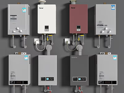 Various Styles And Colors Of Wall Mounted Water Heaters For Home Use 3d model