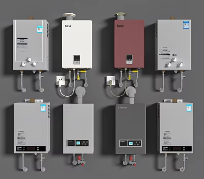 Various Styles And Colors Of Wall Mounted Water Heaters For Home Use 3d model