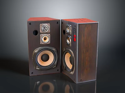 High Performance Wooden Stereo Speakers Electronic Appliance With Multiple Drivers And Retro Design 3d model