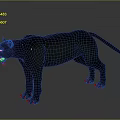 Realistic Black Panther Full Body Standing With Open Mouth On Gray Background