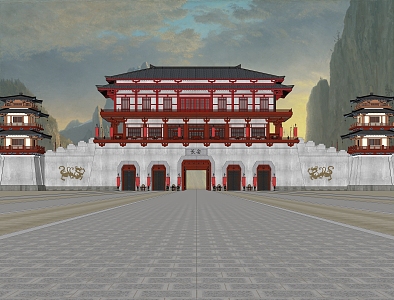 Han Chang'an City Tower Gate Pass 3d model