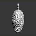 Artistic Silver Heart Shaped Sculpture With Intricate Swirl Carving And Top Curl Design