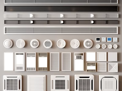 Different Types of Air Conditioning Vents Featuring Modern Design Styles for Interiors 3d model