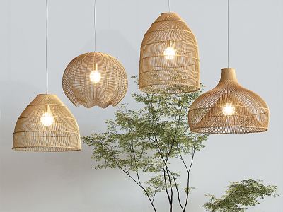 Japanese-style chandelier 3d model