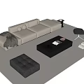 Modern Beige Sofa And Black Coffee Table Set With Ottoman Pillows Throw Blanket Accent Chairs