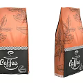 Coffee Bags With Orange Design Black Bottom Coffee Bean Leaf Patterns 3d model