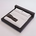 Modern Minimalist Double Bed With Dark Frame White Sheets And Brown Blanket