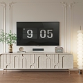 Cream Style TV Cabinet Modern TV Cabinet Floor TV Cabinet Floor Lamp Countertop Ornaments 3d model