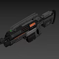 Futuristic Sci Fi Weapon With Metallic Body Green Light And Red Stripes Design