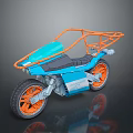 Blue And Orange Modern Motorcycle With Orange Frame Black Seat And Orange Wheels