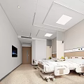 Hospital Ward Interior With Two Medical Beds White Walls And Wooden Accents