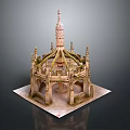 Gothic Style Architectural Model With Ornate Spire Carved Arches And Square Base