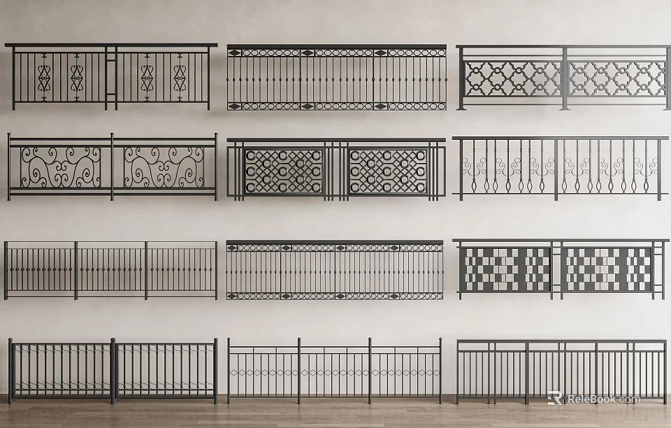 Decorative Iron Railings with Various Designs for Home Indoor Outdoor Use 3d model 