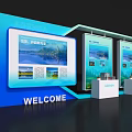 Modern Art Installation Featuring Display Panels Welcome Sign And Visual Elements 3d model