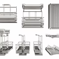 Industrial Metal Storage Racks And Shelving Components With Various Structural Designs 3d model