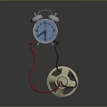 Vintage Alarm Clock With Two Bells Round Dial Red Wire And Gold Gear