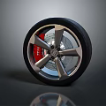 Sporty Car Wheel Rim Design Featuring Silver Alloy Spokes Black Tire And Red Brake Caliper