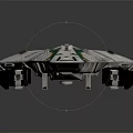 Futuristic Spaceship with White Body and Green Stripes for Advanced Space Exploration