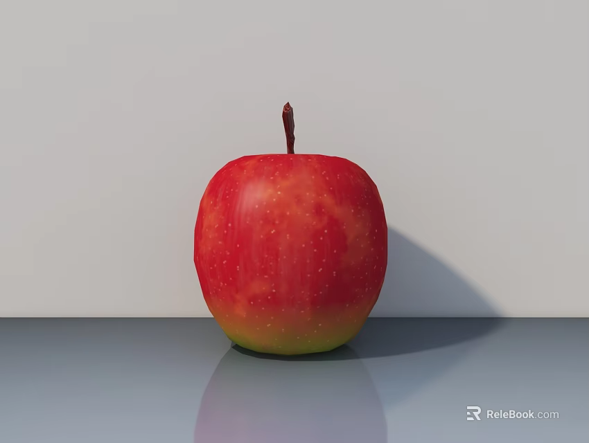 Juicy Ripe Red Apple On Smooth Surface With Light Background Shadow 3d model 