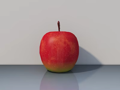 Juicy Ripe Red Apple On Smooth Surface With Light Background Shadow 3d model