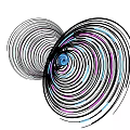 Colorful Neon Spiral Structure With Blue Pink Lights On Dark Reflective Surface