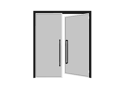 Open Double Glass Doors with Black Frame and Modern Handles Design 3d model