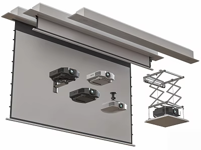 Projection ceiling hidden electric curtain 3d model