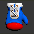 3D Model Stylish Boxing Glove With Blue Red White Design And Laces