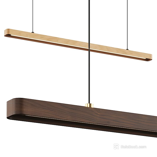 Modern Linear Wooden Pendant Lights With Light And Dark Wood Design For Home Decor 3d model