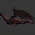 Mythical Winged Dragon With Red Purple Scales And Golden Accents In Fantasy Design