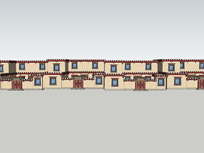 Ethnic Folk House Tibetan Rural Folk House model