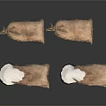 Brown Canvas Bags With Open Top Containing White Granules For Household Supplies