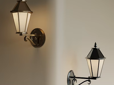 Classic Wall Lamps With Glass Shades Mounted On Beige Wall For Indoor Lighting 3d model