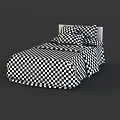 Cozy Plaid Pattern Double Bed With Matching Bedspread And Decorative Pillows